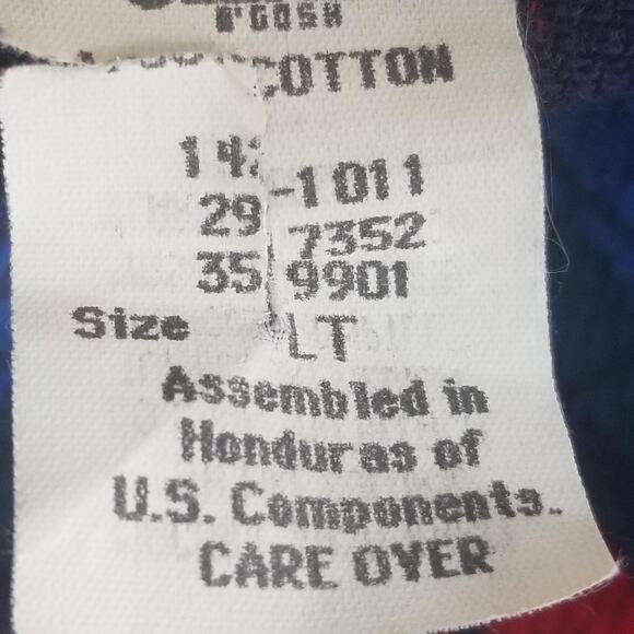 OshKosh B'gosh Shirt Mens Large Tall Blue Red Plaid Flannel Button Pockets - Picture 16 of 16